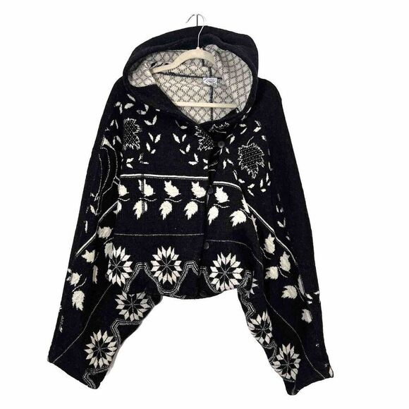Marithe Francois Girbaud Vintage Jacket Women O/S Wool Knitted Hooded Cropped - Picture 1 of 7
